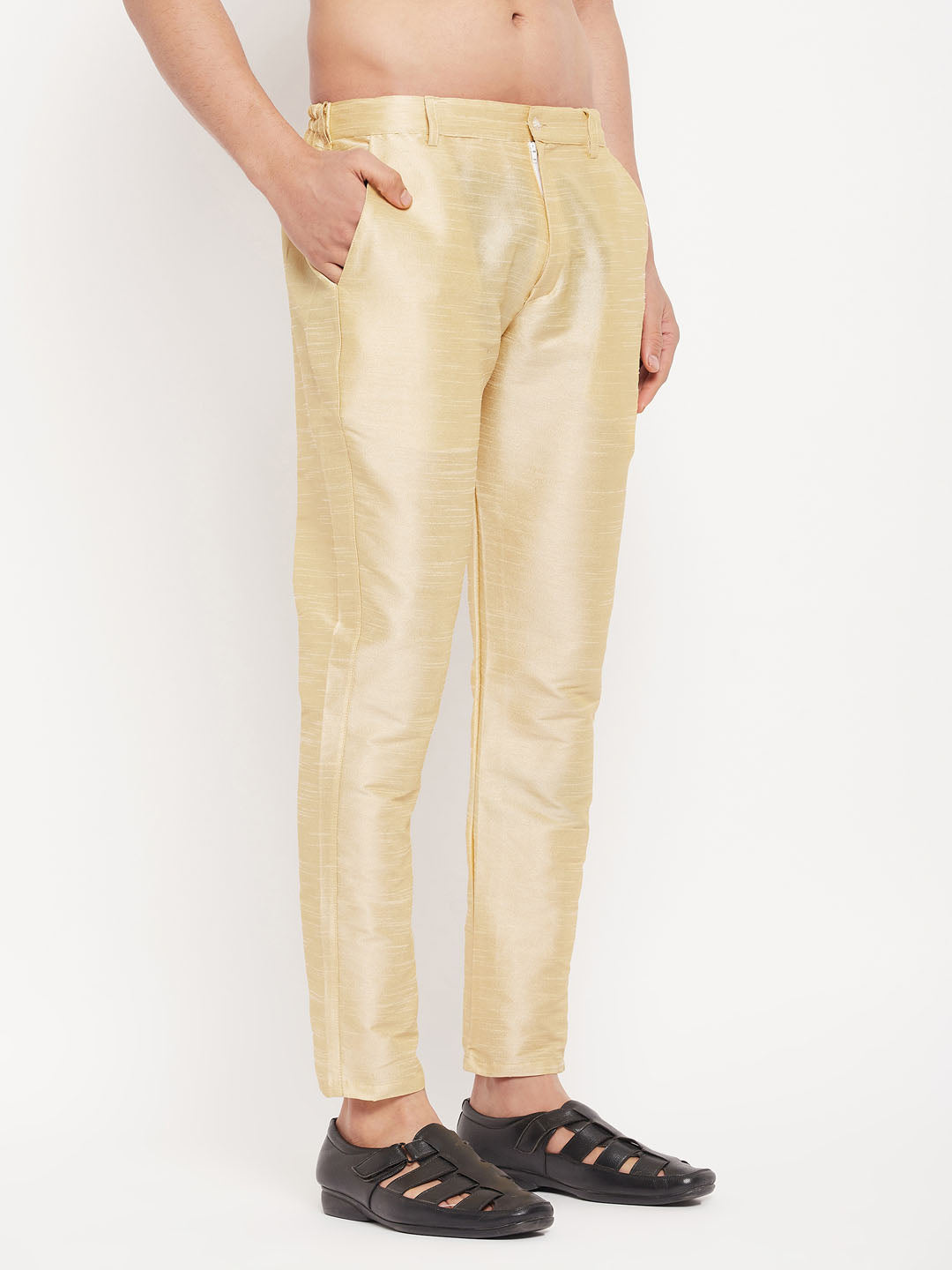 Men's Gold Silk Blend Pant Style Pyjama