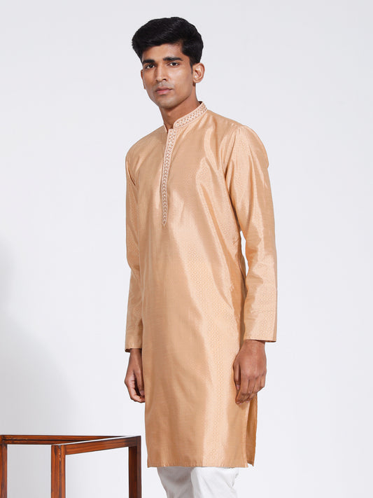 Men's Cream Silk Blend Kurta