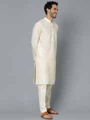 Men's Cream Viscose Kurta Pyjama Set