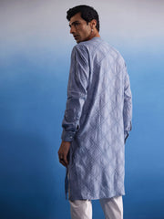 Men's Aqua Cotton Kurta