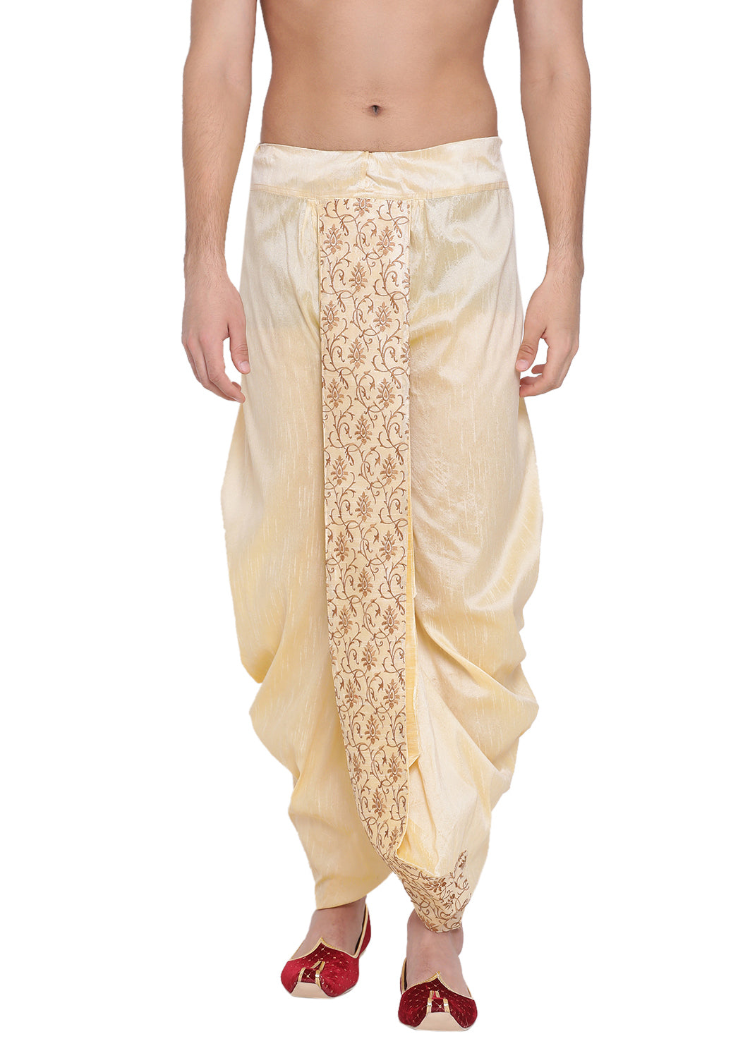 Men's Gold Silk Blend Dhoti