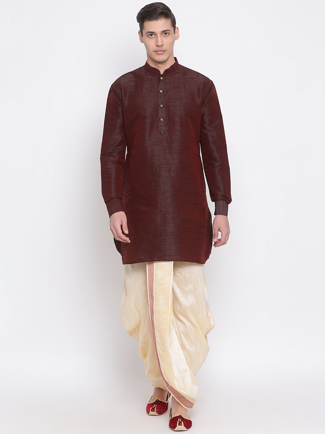 Men's Gold Silk Blend Dhoti