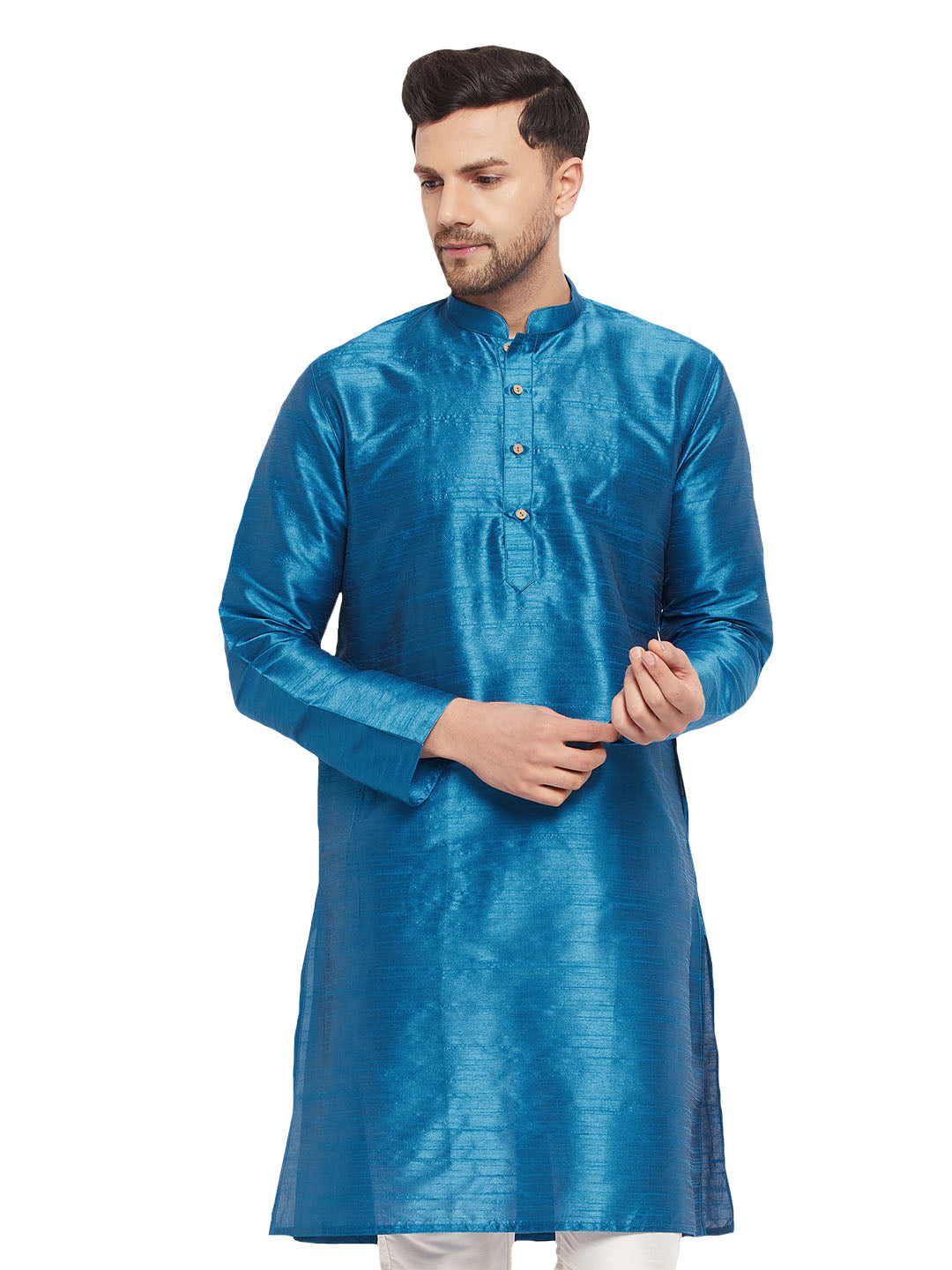 Men's Dark Green Silk Blend Kurta