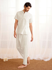 Men's White Cotton Pyjama