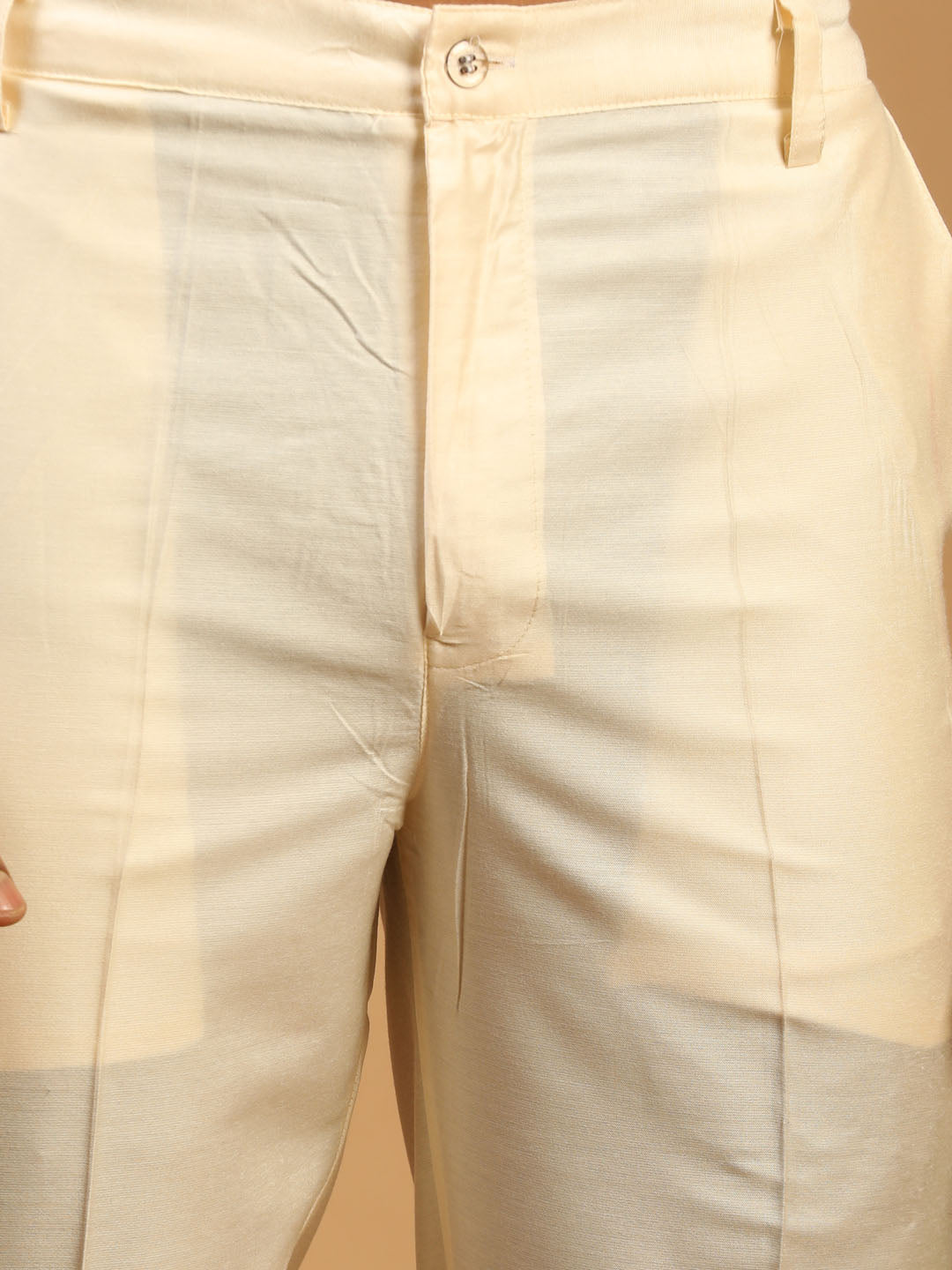 Men's Cream Viscose Pant Style Pyjama