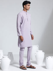 Men's Purple Crepe Kurta And Pyjama