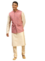 Men's Onion Viscose Jacket, Kurta and Pyjama Set