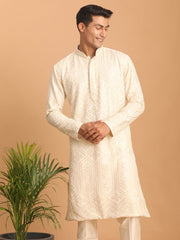 Men's Cream Cotton Blend Kurta