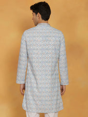 Men's Aqua Cotton Blend Kurta