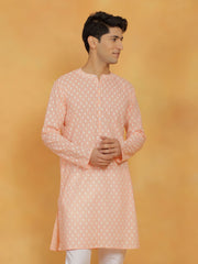 Men's Peach Cotton Kurta