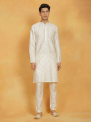 Men's Cream Viscose Kurta And Pyjama Set