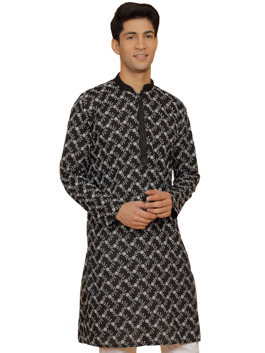 Men's Black Cotton Kurta