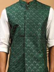 Men's Green Silk Blend Nehru Jacket