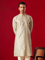 Men's Green Silk Blend Kurta