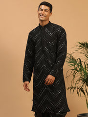 Men's Black Georgette Kurta