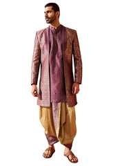 Men's Purple Silk Blend Sherwani Set