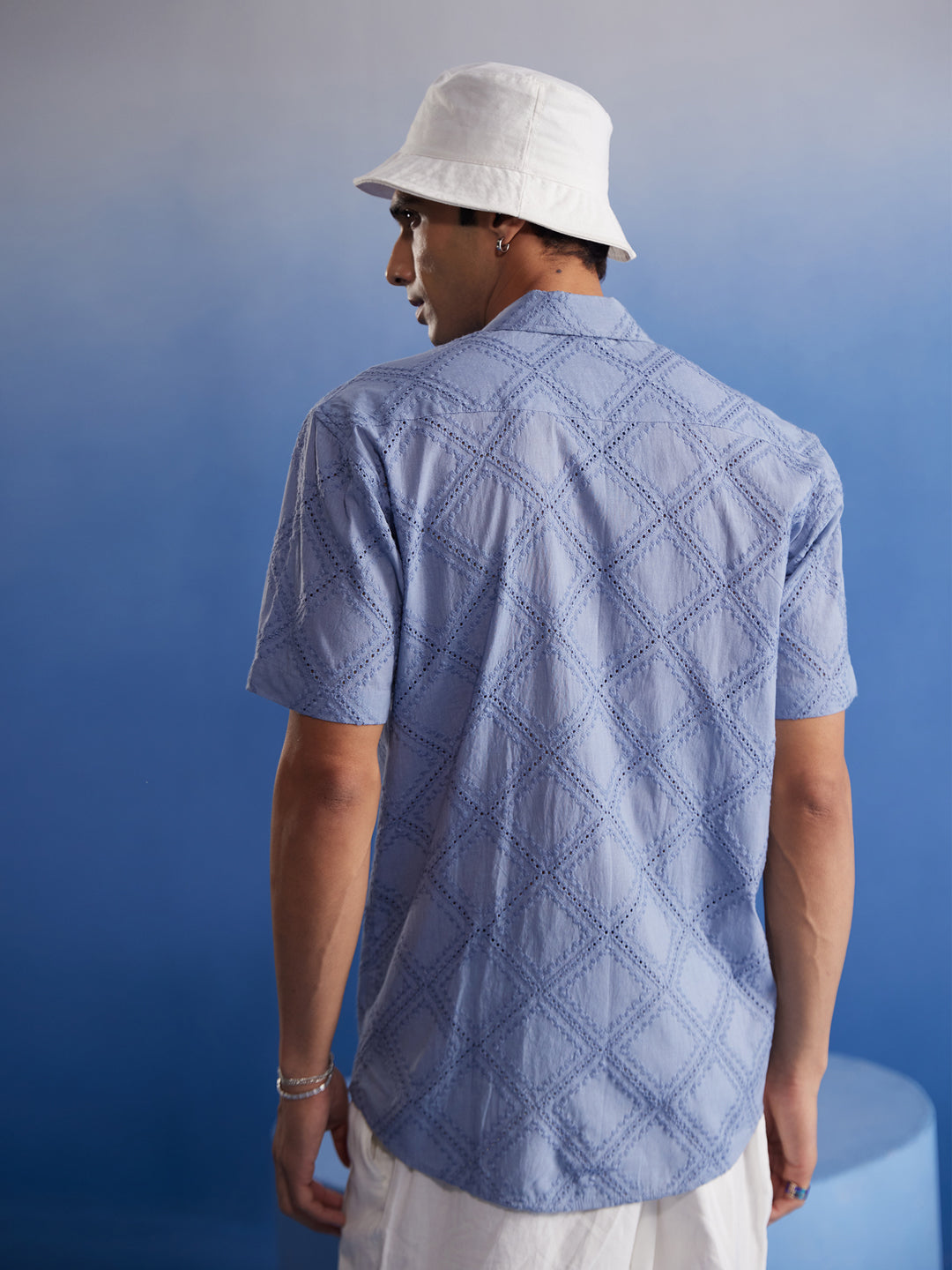 Men's Aqua Cotton Ethnic Shirt