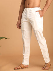 Men's Cream Cotton Pant Style Pyjama