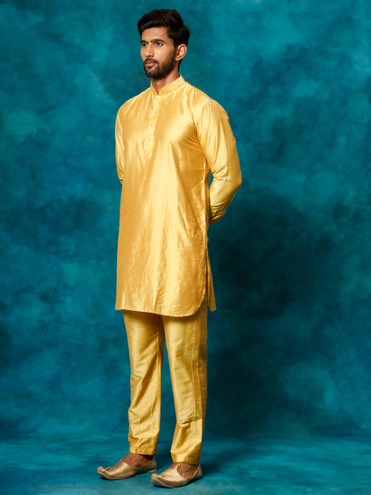 Men's Mustard Viscose Kurta Pyjama Set