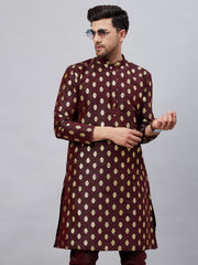 Men's Wine Dupion Silk Kurta