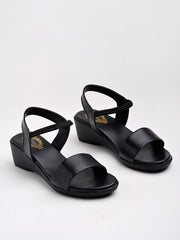 Shoetopia Fashion & Comfortable Casual Black Sandals For Women & Girls