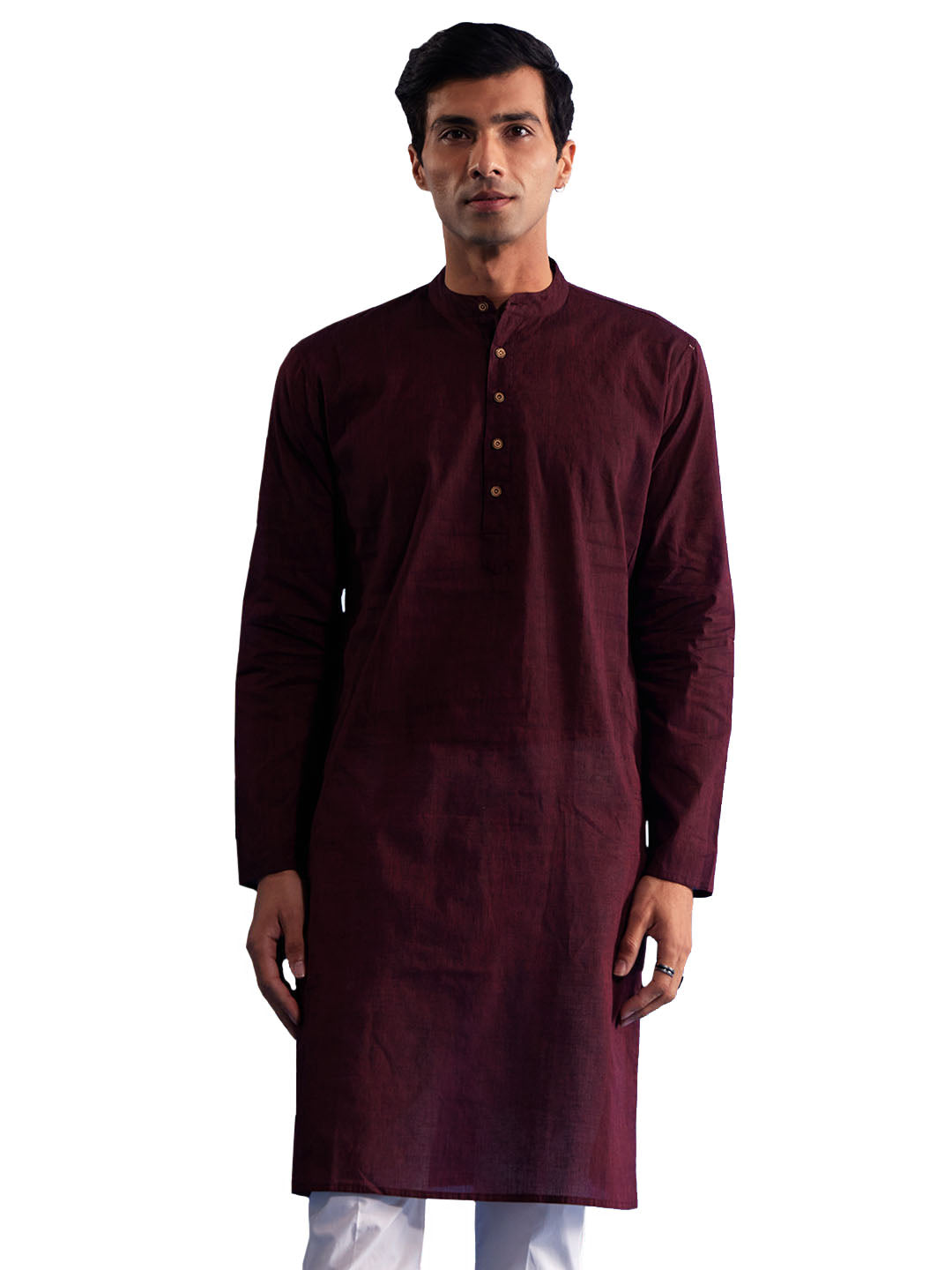 Men's Maroon Pure Cotton Kurta