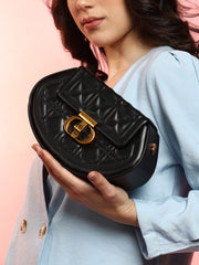 Women's The Quilted Curve Sling Bag - Midnight Black