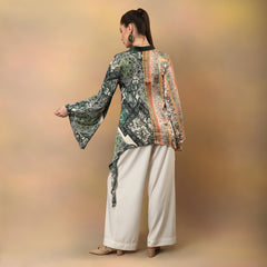 Scarf Print Flared Kaftan