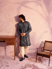 Men's Navy Blue Georgette Kurta