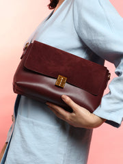 Women's The Velvet Block Shoulder Bag - Wine Red