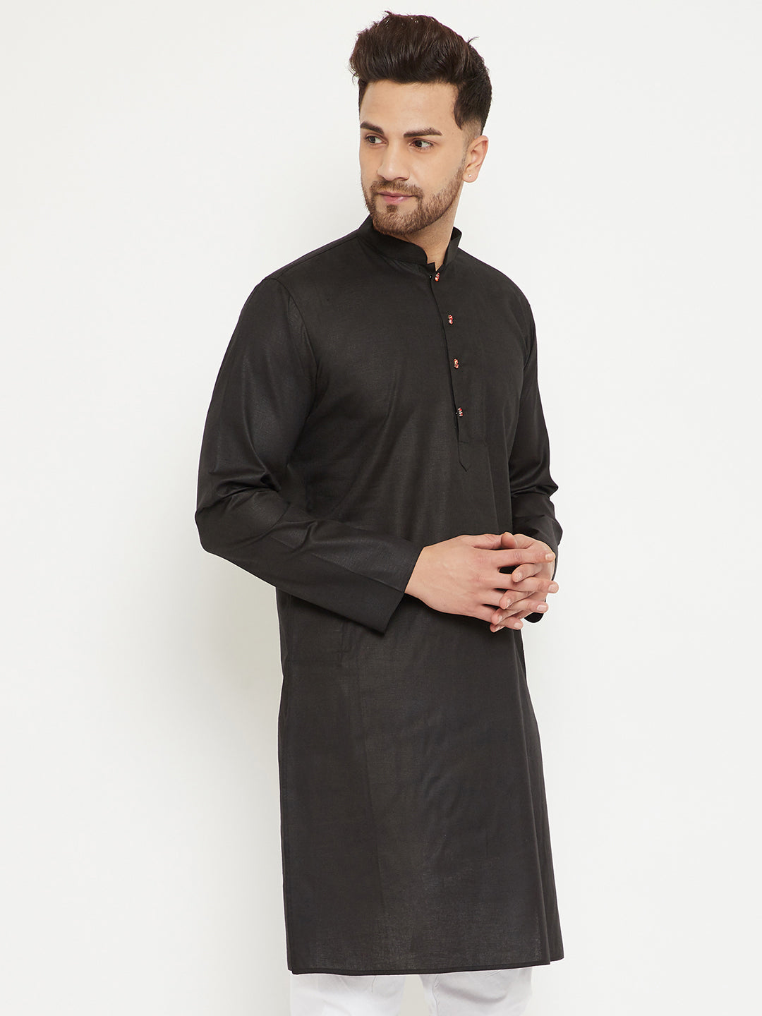 Men's Black Cotton Blend Kurta