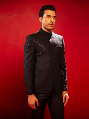 Men's Black Schiffli Jodhpuri