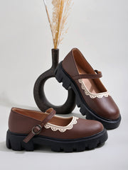 Shoetopia Round Toe Brown Mary Janes Bellies For Women & Girls