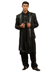 Men's Black Viscose Ethnic Combo Set