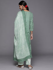 floral printed kurta paired with shibori printed trouser and dupatta