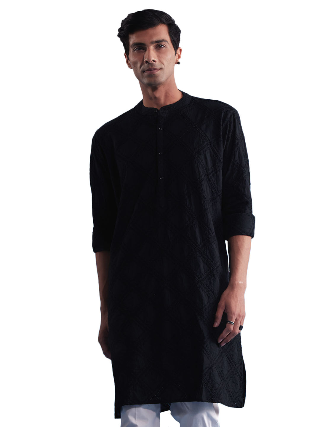 Men's Black Cotton Kurta