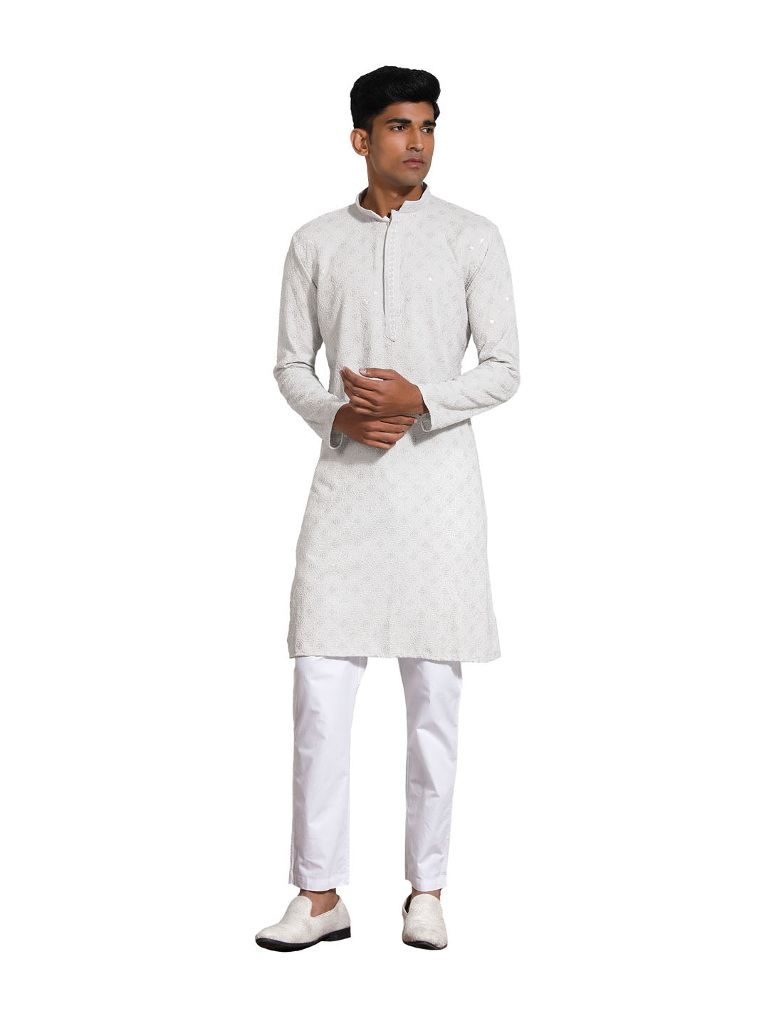 Men's Grey Rayon Kurta And Pyjama Set