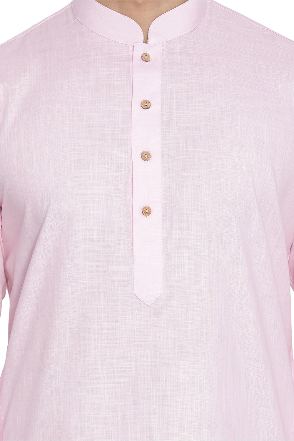 Men's Pink Cotton Linen Blend Kurta