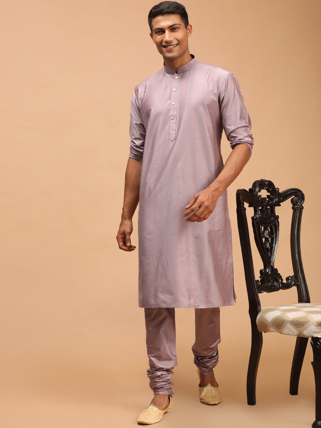 Men's Steel Grey Viscose Kurta