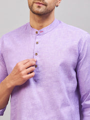 Men's Purple Cotton Blend Kurta