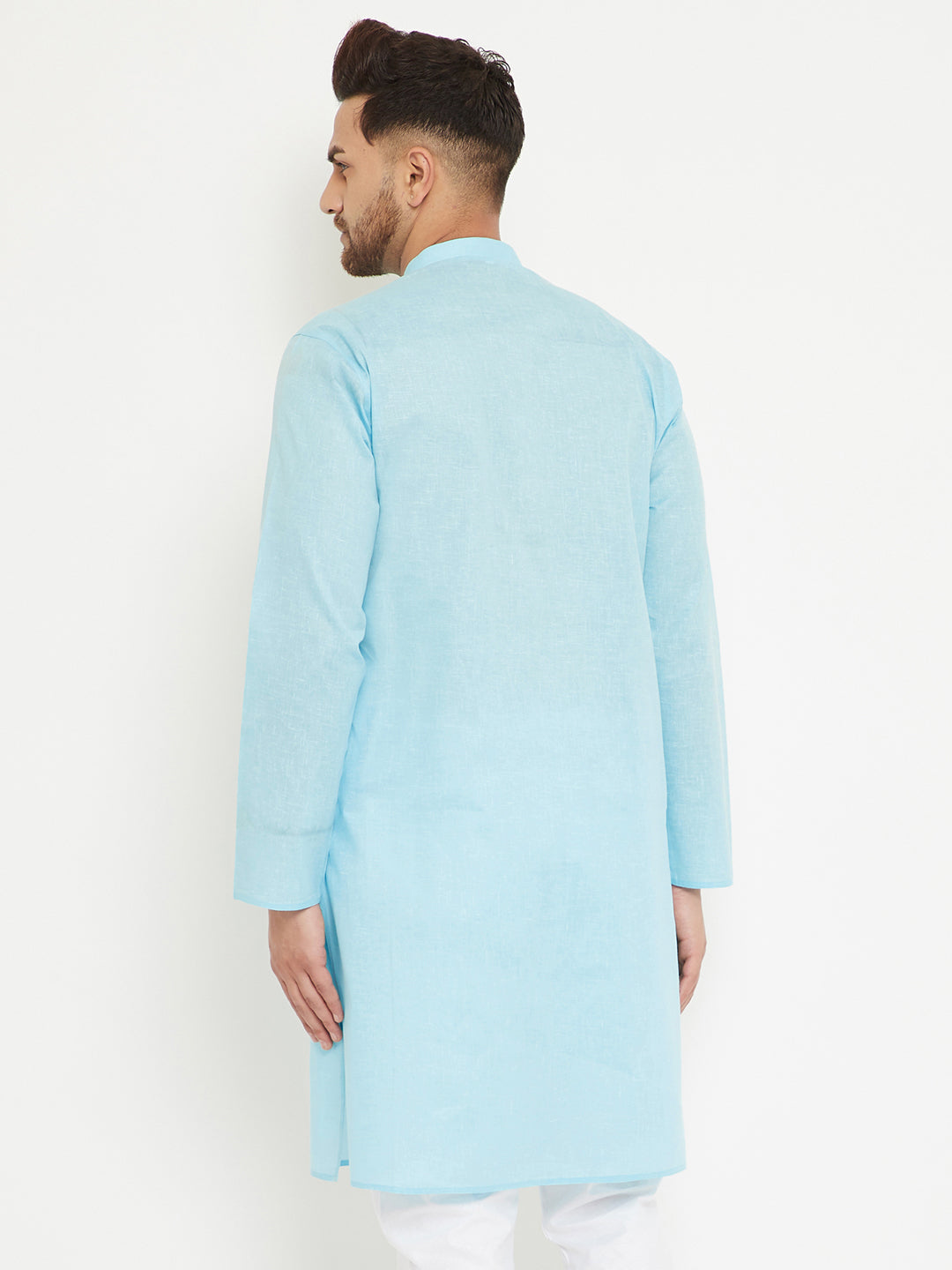 Men's Aqua Cotton Blend Kurta