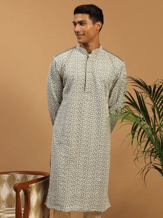 Men's Grey Georgette Kurta