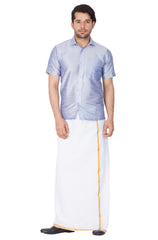 Men's Light Blue Silk Blend Ethnic Shirt