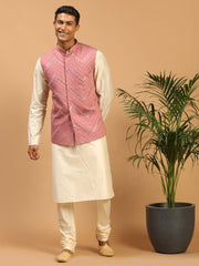 Men's Onion Viscose Jacket, Kurta and Pyjama Set