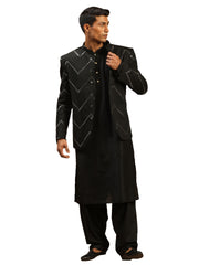 Men's Black Viscose Ethnic Combo Set