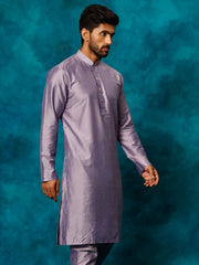 Men's Purple Viscose Kurta