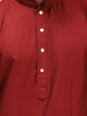 Men's Maroon Viscose Kurta