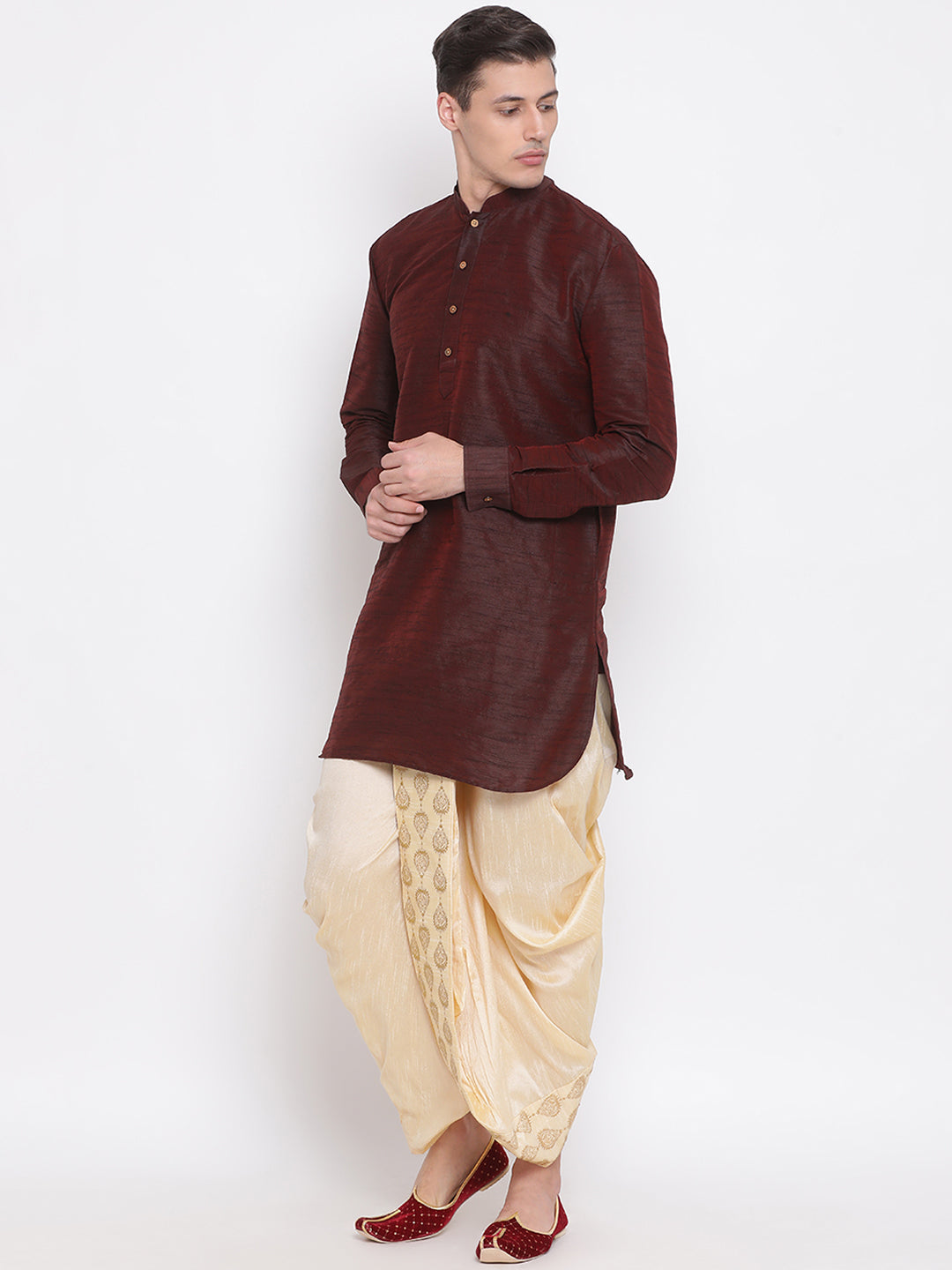 Men's Gold Silk Blend Dhoti