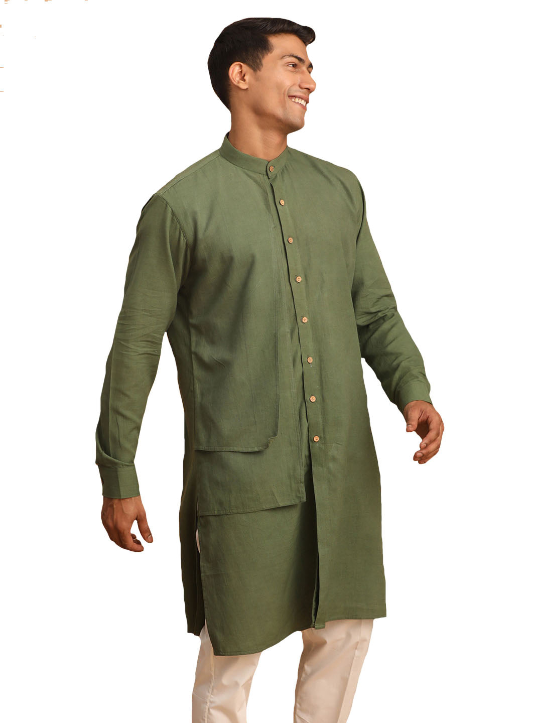 Men's Green Cotton Kurta