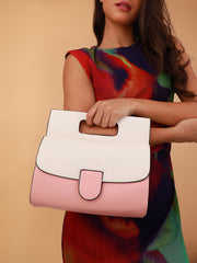 Women's The Envelope Hand Bag - Flamingo Pink & Ivory White